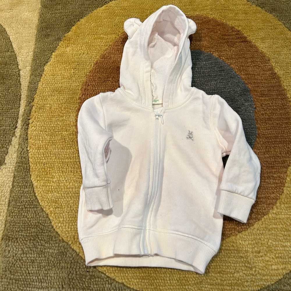 United Colors of Benetton Unisex Baby Off White Sweatshirt Ears Hood 3-6 Months